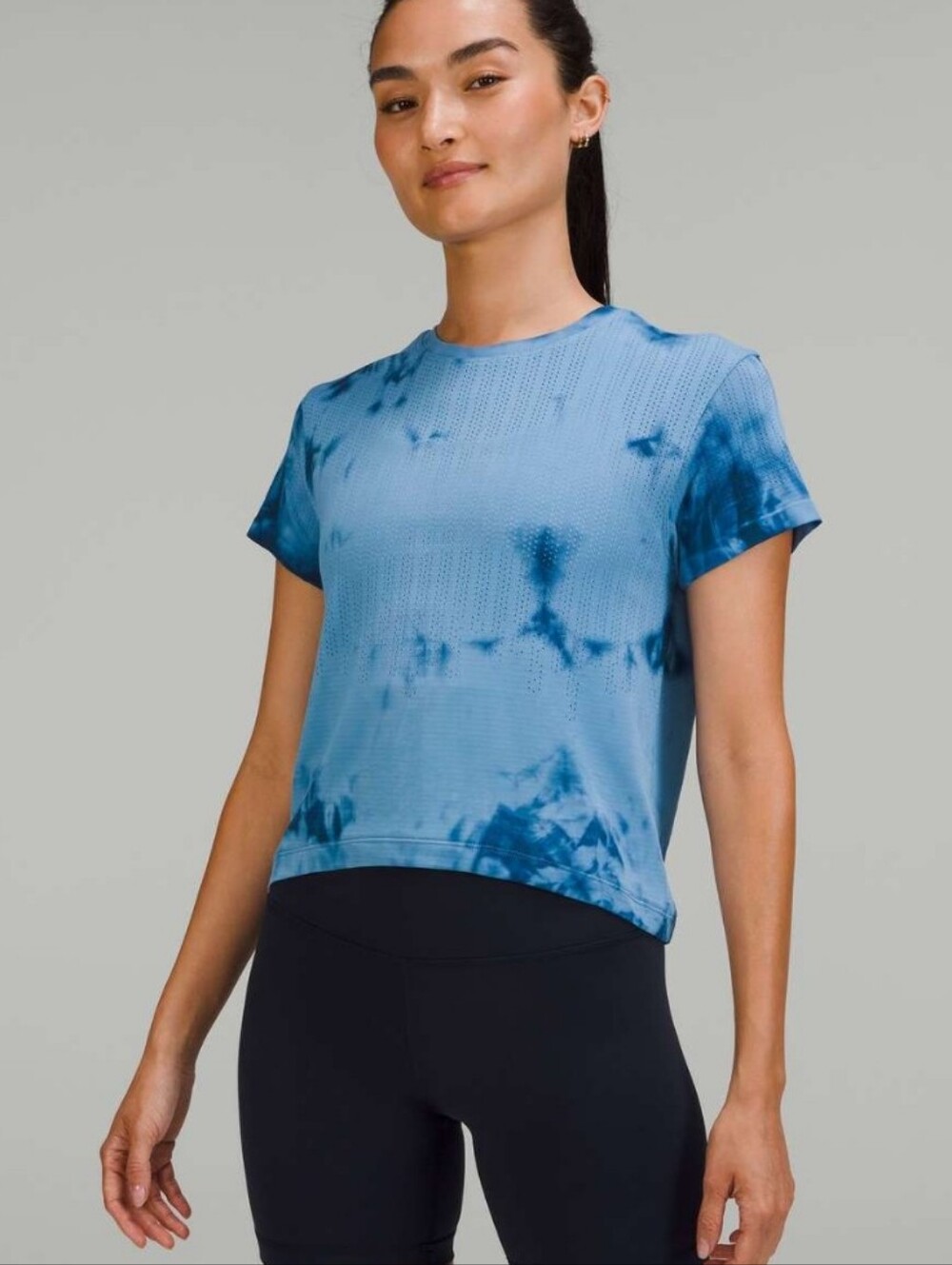 Lululemon Train to Be Short Sleeve Shirt Rain Stripe Marble Dye Commander